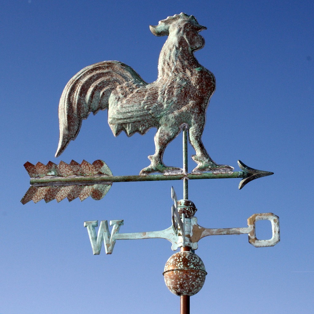 Coq météo cuivre (antique) sur flèche