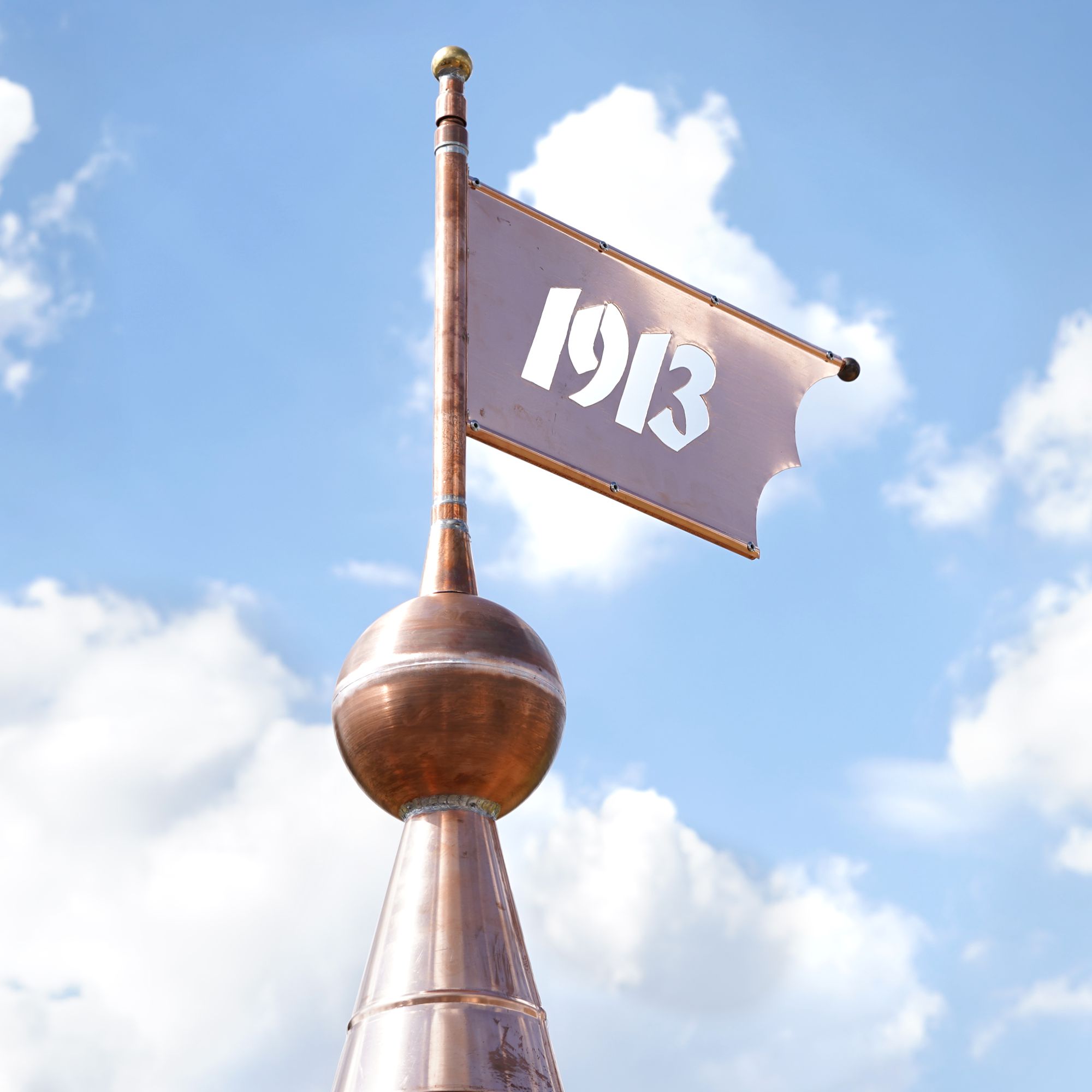 Kupfer Turmspitze mit Jahreszahl - Wetterfahne für Turmspitzen