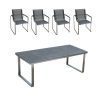 Ensemble de meubles de jardin : 4 chaises et 1 table en acier inoxydable et plateau de table en vitrocéramique