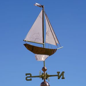 Wetterfahne Segelboot Segelschiff aus Kupfer