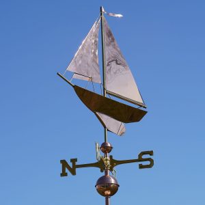 Wetterfahne Segelboot Segelschiff aus Kupfer