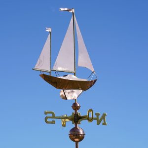 Große Wetterfahne aus Kupfer Segelschiff