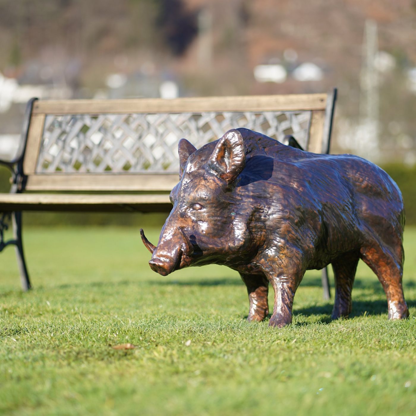 Kupferskulptur für den Garten -Wildschwein Statue