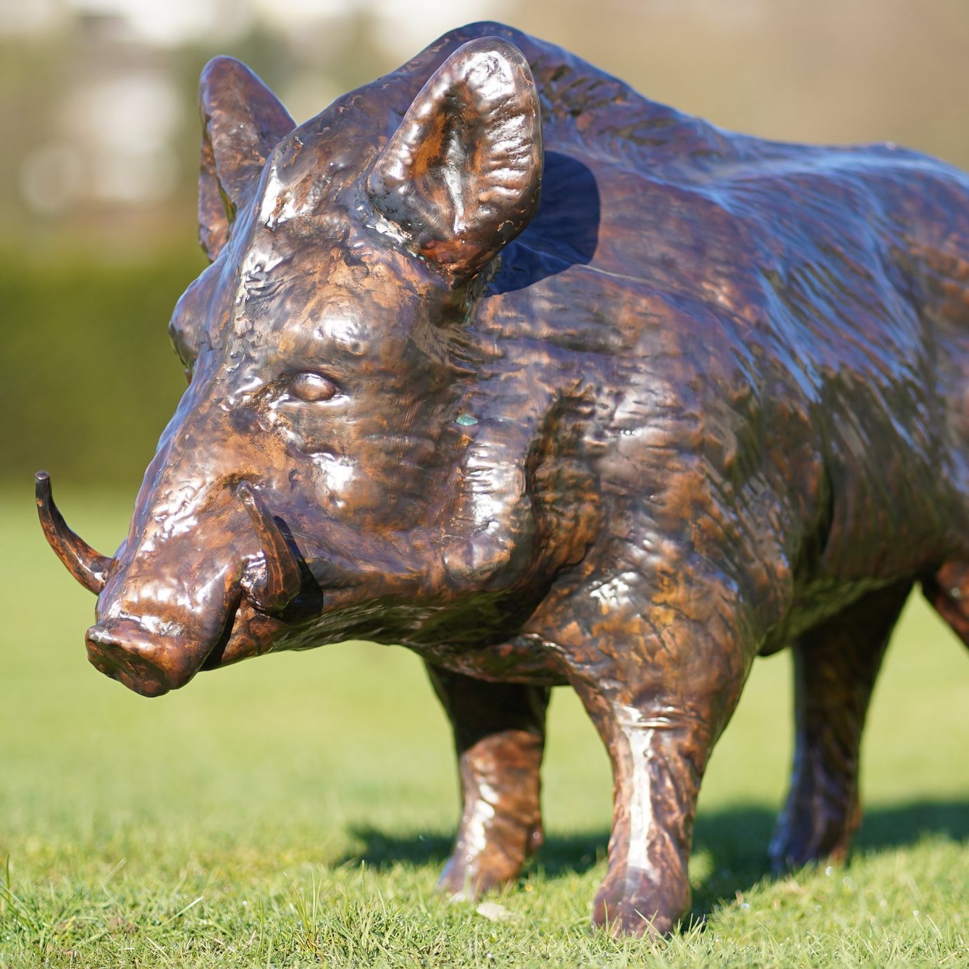 Kupferskulptur für den Garten -Wildschwein Statue